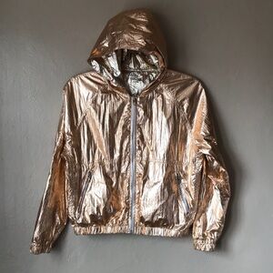 Blank NYC Rose Gold Metallic Reversible Windbreaker Size XL